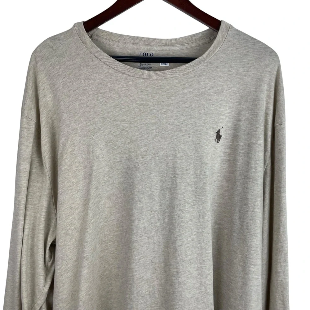 Polo Ralph Lauren | Oatmeal Beige Logo Classic Fit Long Sleeve Tee Shirt